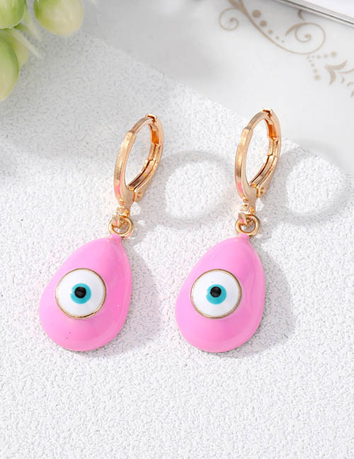 Fashion Pink Waterdrop Ear Buckles Alloy Drop Oil Drop Eye Earrings