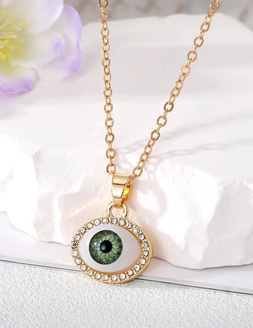 Fashion Green Eye Necklace Alloy Diamond Eye Necklace