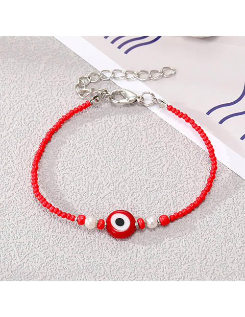 Fashion Red Beaded Pearl Red Eye Resin Geometric Beaded Eye Bracelet