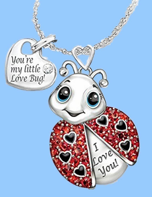 Fashion Ladybug Alloy Diamond Seven Star Ladybug Letter Heart Necklace