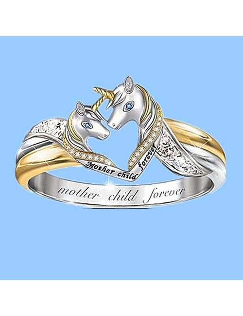 Fashion 2# Alloy Set Zirconium Unicorn Ring