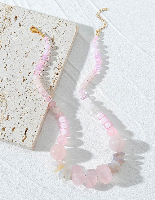 Fashion Pink Pink Crystal Beaded Necklace