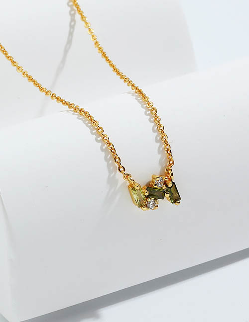 Fashion Gold Bronze Zirconium Geometric Necklace