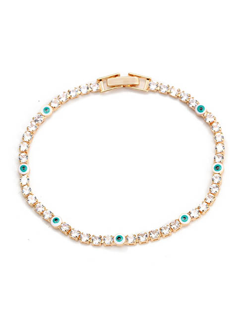 Fashion White Bronze Zirconium Claw Chain Drip Eye Bracelet