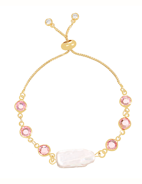 Fashion Pink Copper Zircon Geometric Pearl Bracelet