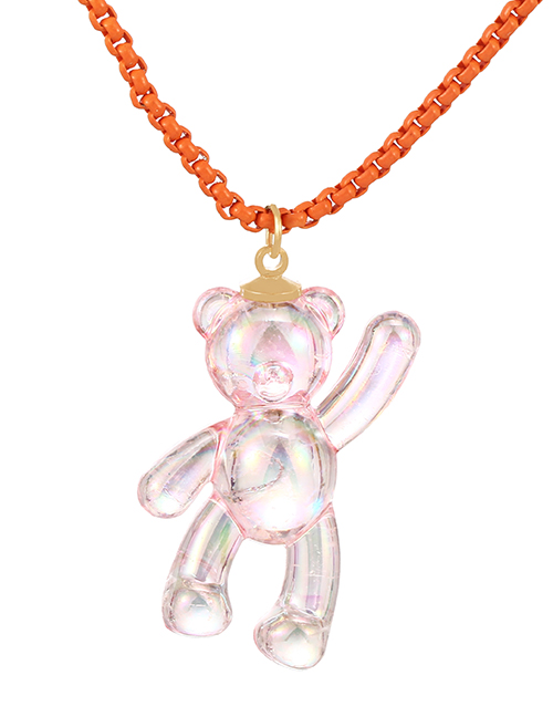 Fashion Orange Copper Resin Bear Pendant Necklace