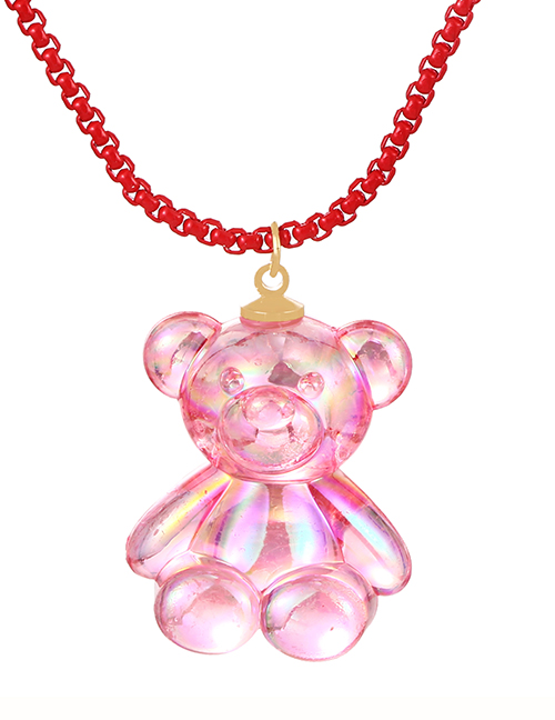 Fashion Red Copper Resin Bear Pendant Necklace