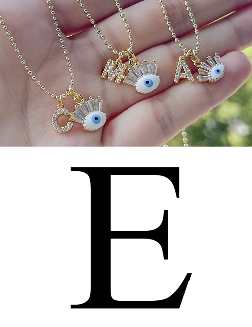 Fashion E Bronze Zircon 26 Letter Eye Necklace
