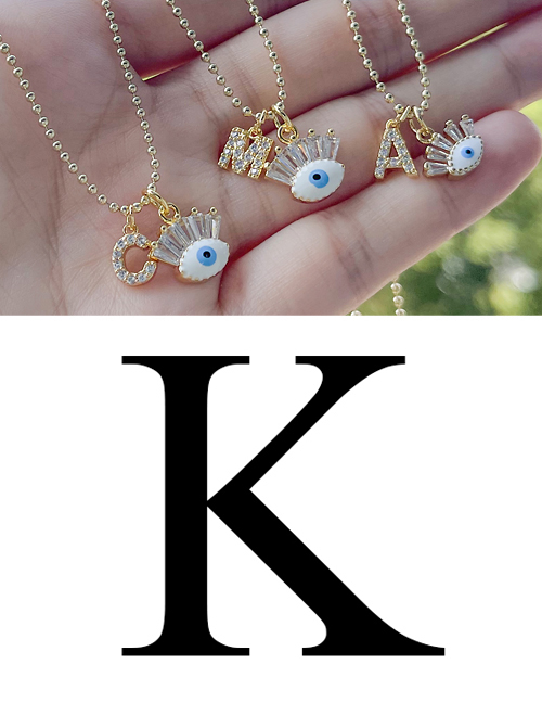 Fashion K Bronze Zircon 26 Letter Eye Necklace
