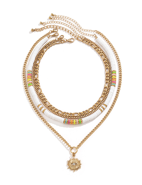 Fashion Gold Plastic Diamond Eye Soft Pottery Splicing Chain Necklace Set