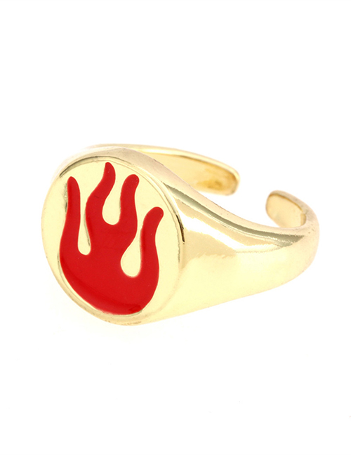 Fashion Red Flame Copper Drip Flame Open Ring