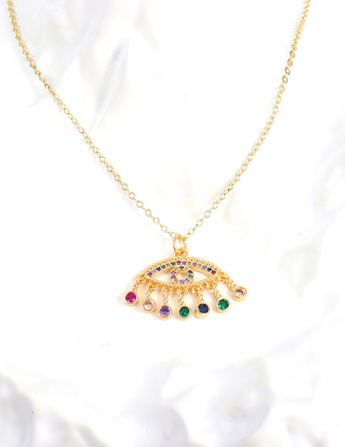 Fashion Gold Color Copper Plated Zirconium Eye Necklace