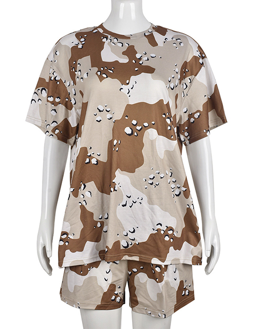 Fashion Camouflage Camo Short Sleeve Shorts Set