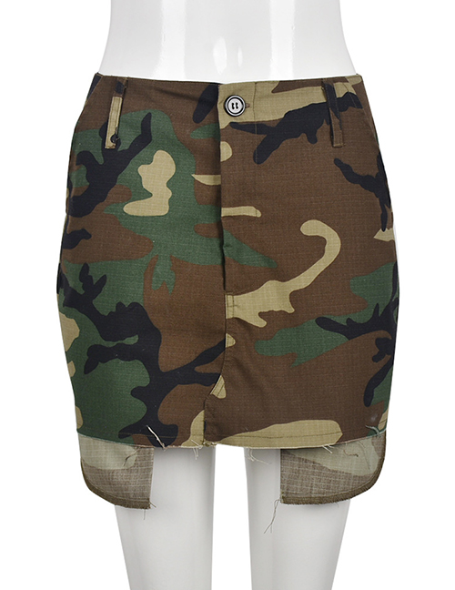 Fashion Camouflage Camouflage Irregular Hem Skirt