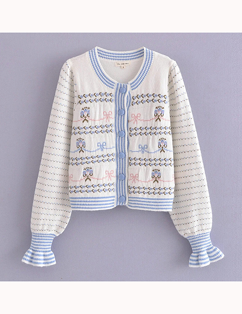 Fashion White Little Ripple Knit Sweater Cardigan Coat