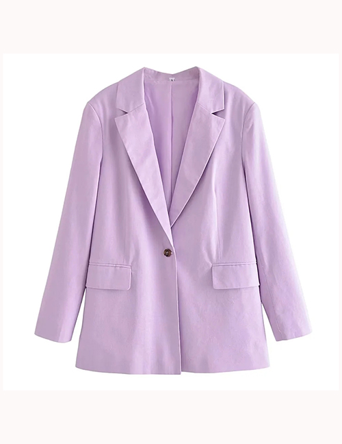 Fashion Purple Woven One-button Pocket Blazer