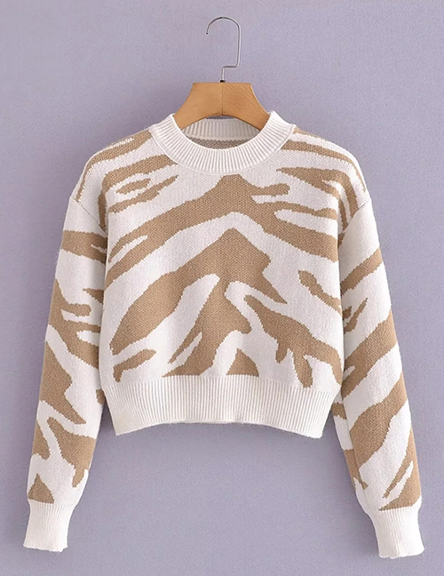 Fashion Zebra Zebra-knit Crewneck Sweater