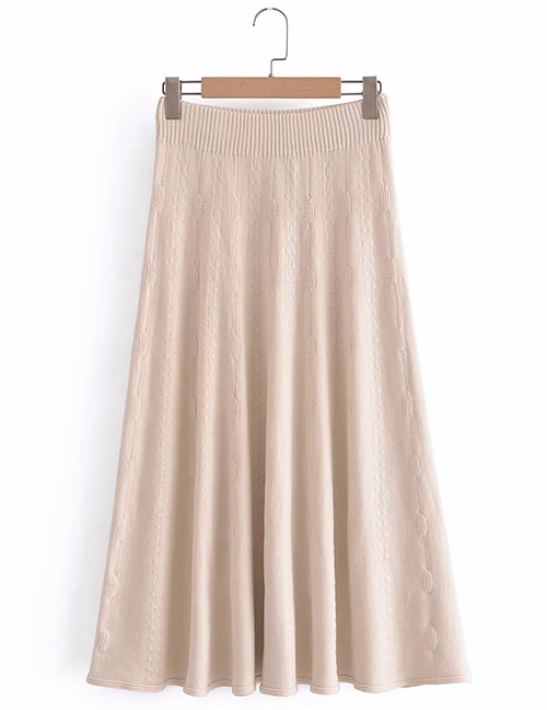 Fashion M Beige Knitted High Waist Skirt