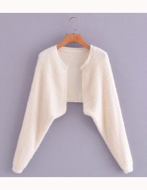 Fashion White Mohair Knitted Cardigan