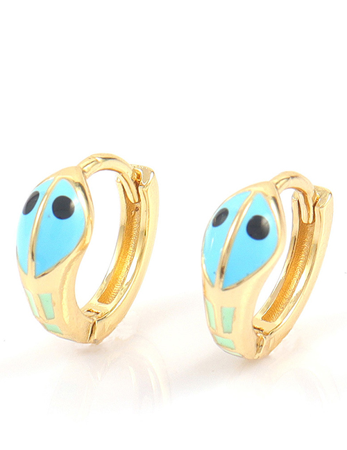 Fashion Blue Copper Drop Oil Snake Round Earrings