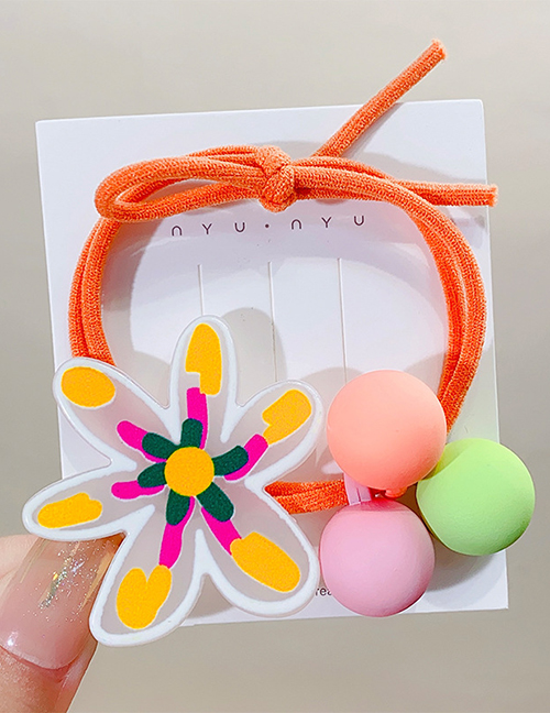 Fashion 5# Orange Nylon Cartoon Flower Colored Ball Knotted Hair Rope