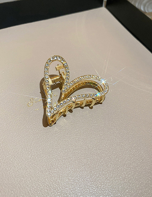 Fashion Gold Color - Rhinestones Alloy Diamond Heart Grab Clip