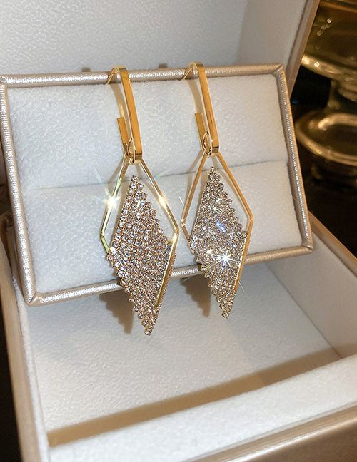 Fashion Silver Needle - Gold Diamond Diamond Earrings In Metal