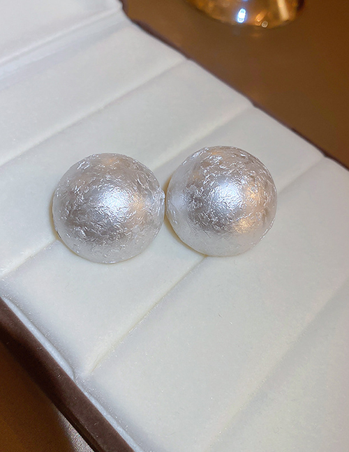 Fashion Silver Needle - White Geometric Pearl Stud Earrings