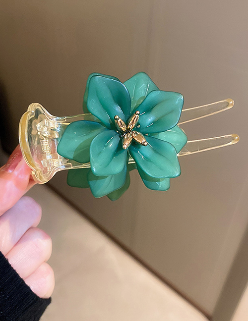 Fashion Grab Clip - Green Acrylic Flower Clip