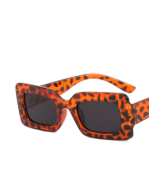Fashion Leopard Print All Grey Small Square Frame Sunglasses