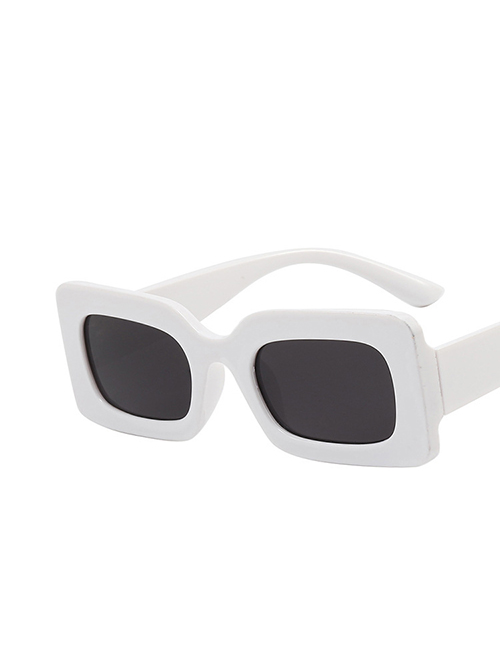 Fashion Solid White Ash Small Square Frame Sunglasses