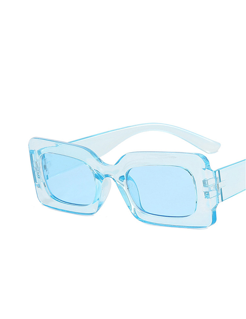 Fashion Transparent Blue Sheet Small Square Frame Sunglasses