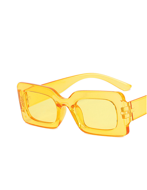 Fashion Transparent Yellow Flakes Small Square Frame Sunglasses