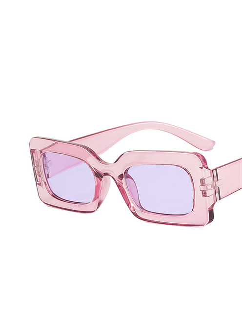 Fashion Transparent Purple Frame Purple Film Small Square Frame Sunglasses