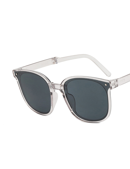 Fashion Transparent Grey Sheet Pc Square Large Frame Sunglasses