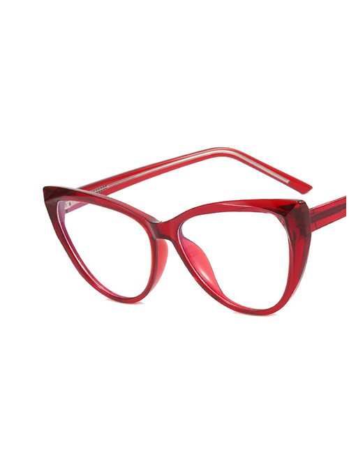 Fashion Wine Red And White Tablets Tr90 Cat Eye Large Frame Flat Mirror