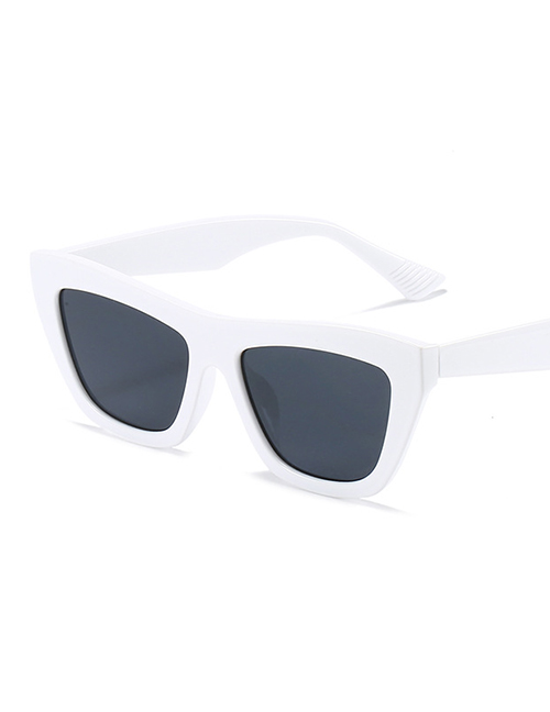 Fashion White Frame All Gray Pc Cat Eye Large Frame Sunglasses