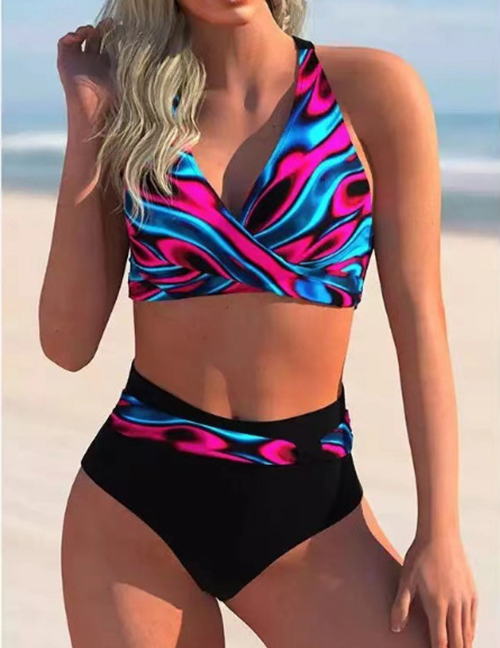 Fashion 6# Polyester Printed Split Swimsuit