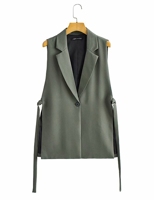 Fashion Armygreen Lace-up Slit Blazer