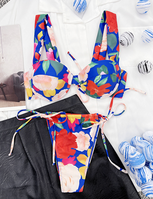 Fashion Printing Nylon Print Lace-up Swimsuit