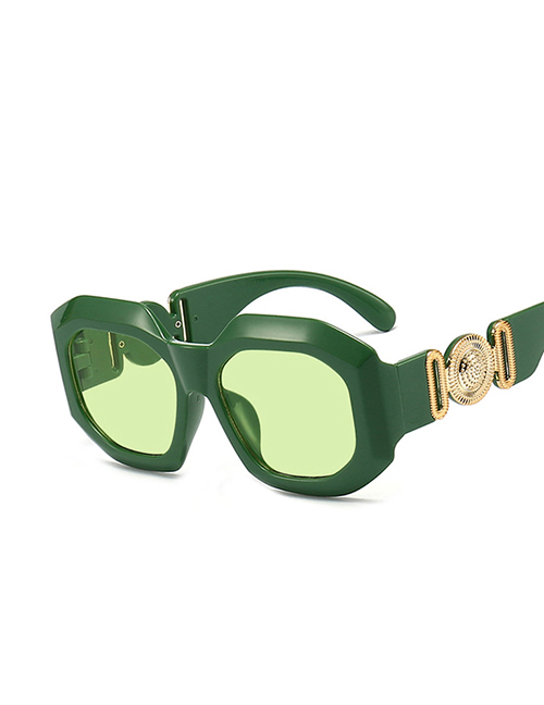 Fashion Green Frame Green Sheet Pc Square Large Frame Sunglasses