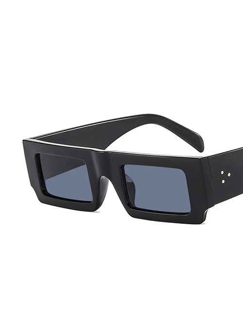 Fashion Bright Black All Grey Pc Square Large Frame Sunglasses