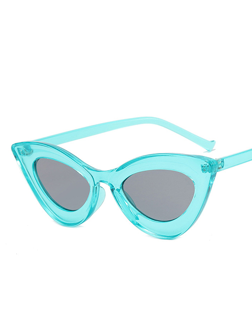 Fashion Green-grey Flakes Pc Triangle Cat Eye Large Frame Sunglasses