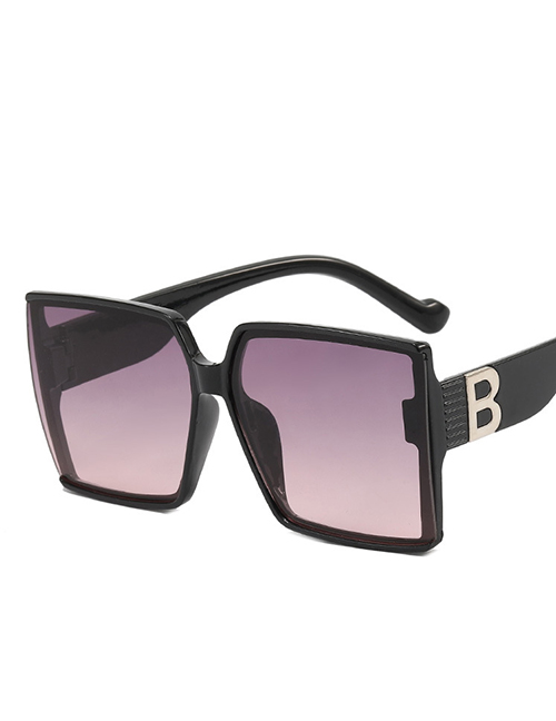Fashion Bright Black Frame Pink Grey Pc Square Large Frame Sunglasses
