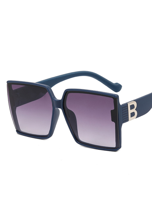 Fashion Blue Frame Double Gray Pc Square Large Frame Sunglasses