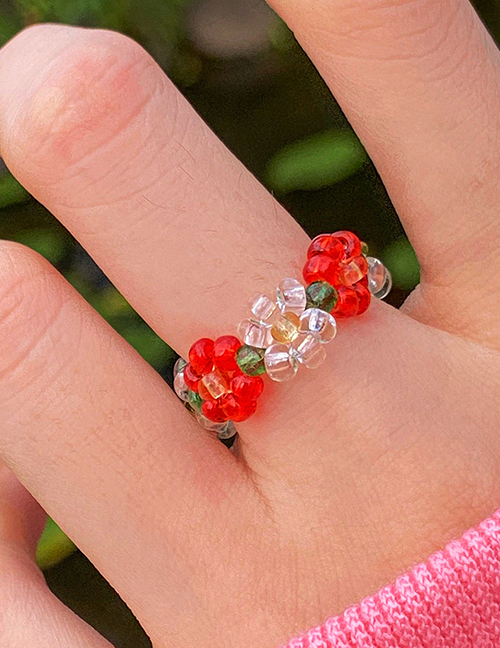 Fashion 3# Crystal Beaded Braided Flower Ring