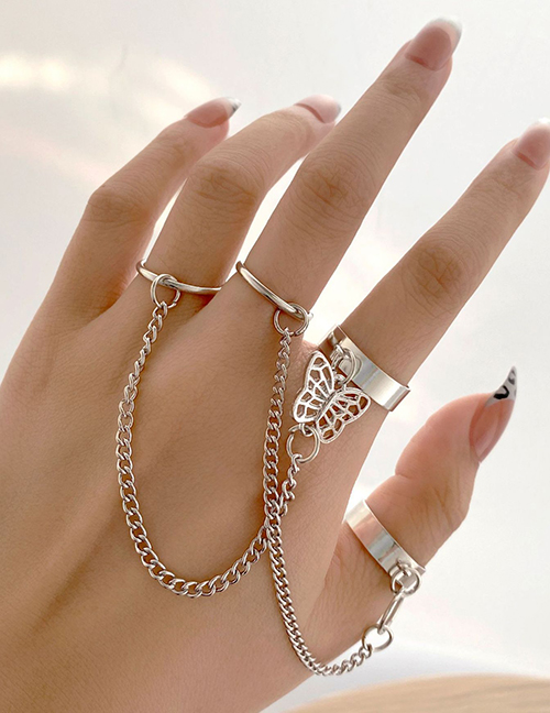 Fashion 13# Alloy Butterfly Link Ring