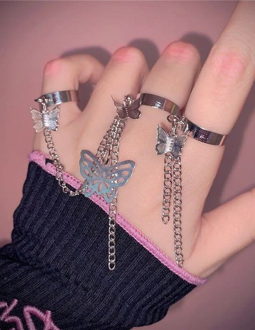 Fashion 16# Alloy Butterfly Link Ring