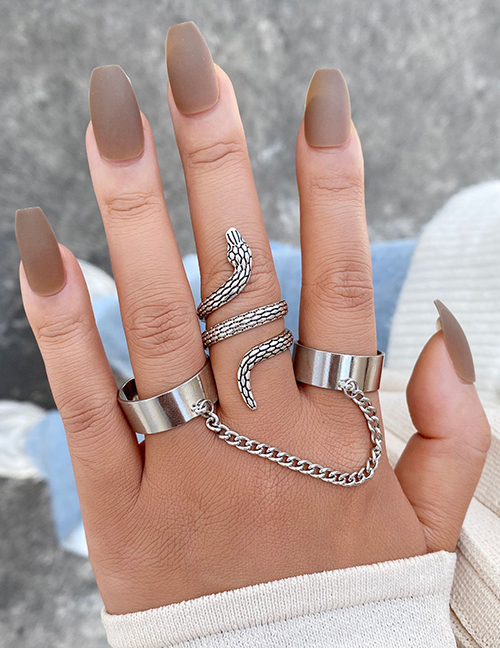 Fashion 19# Alloy Geometric Snake Chain Link Ring