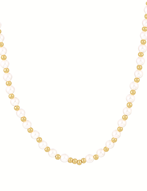 Fashion Gold Copper Pearl Beaded Necklace